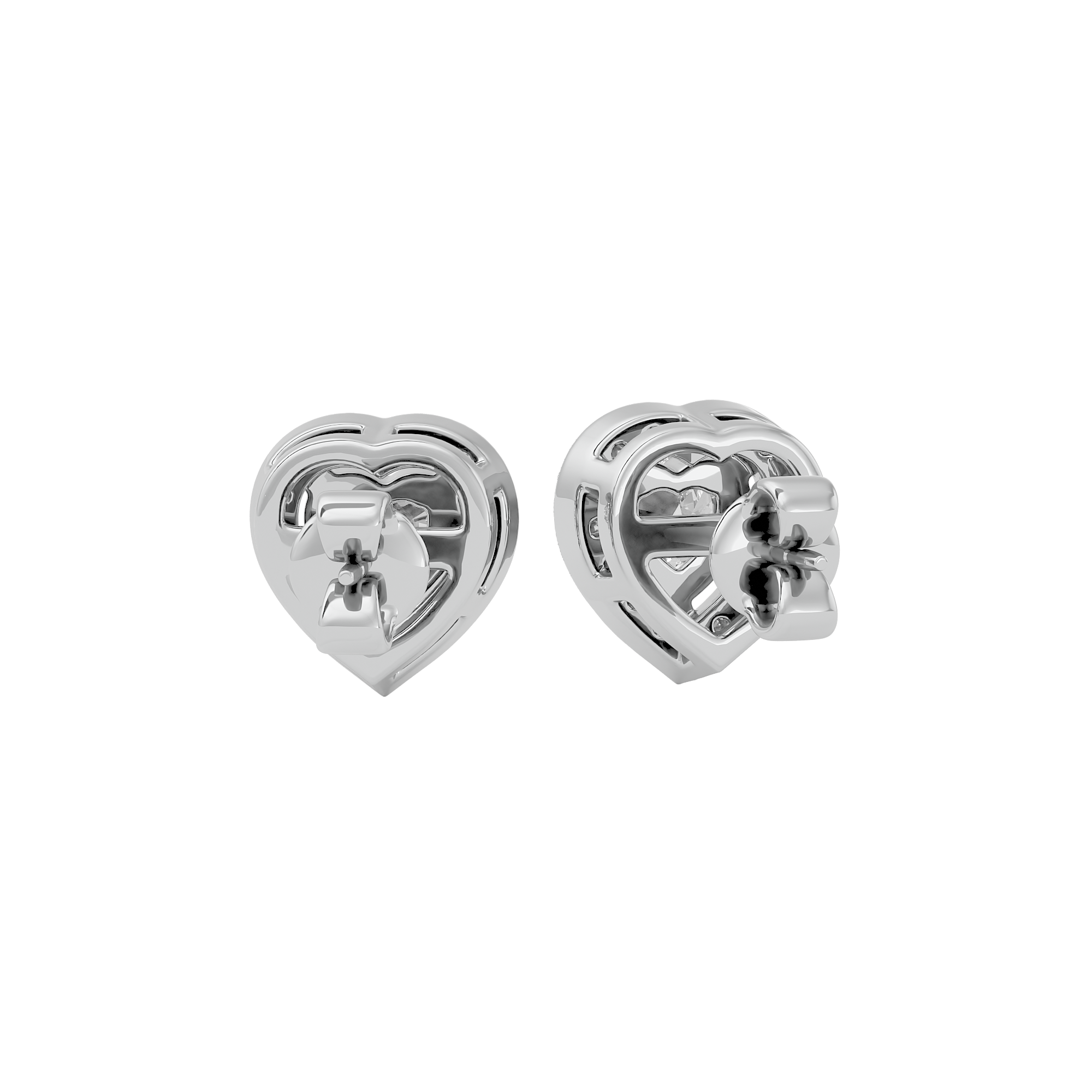 0.5 ct Heart halo studs - Basket Setting
