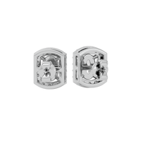 0.6 ct Oval studs with square halo - Basket setting