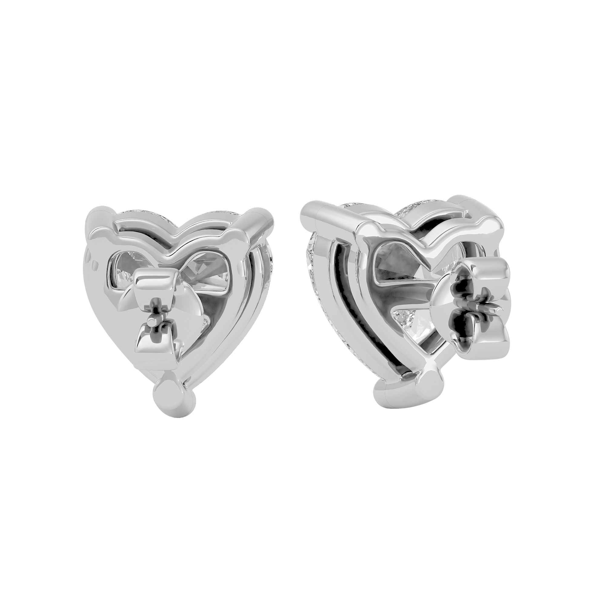 1 ct Heart studs - Basket setting