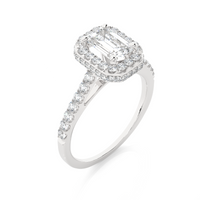 Emerald Halo Ring - 0.8 ct emerald diamond