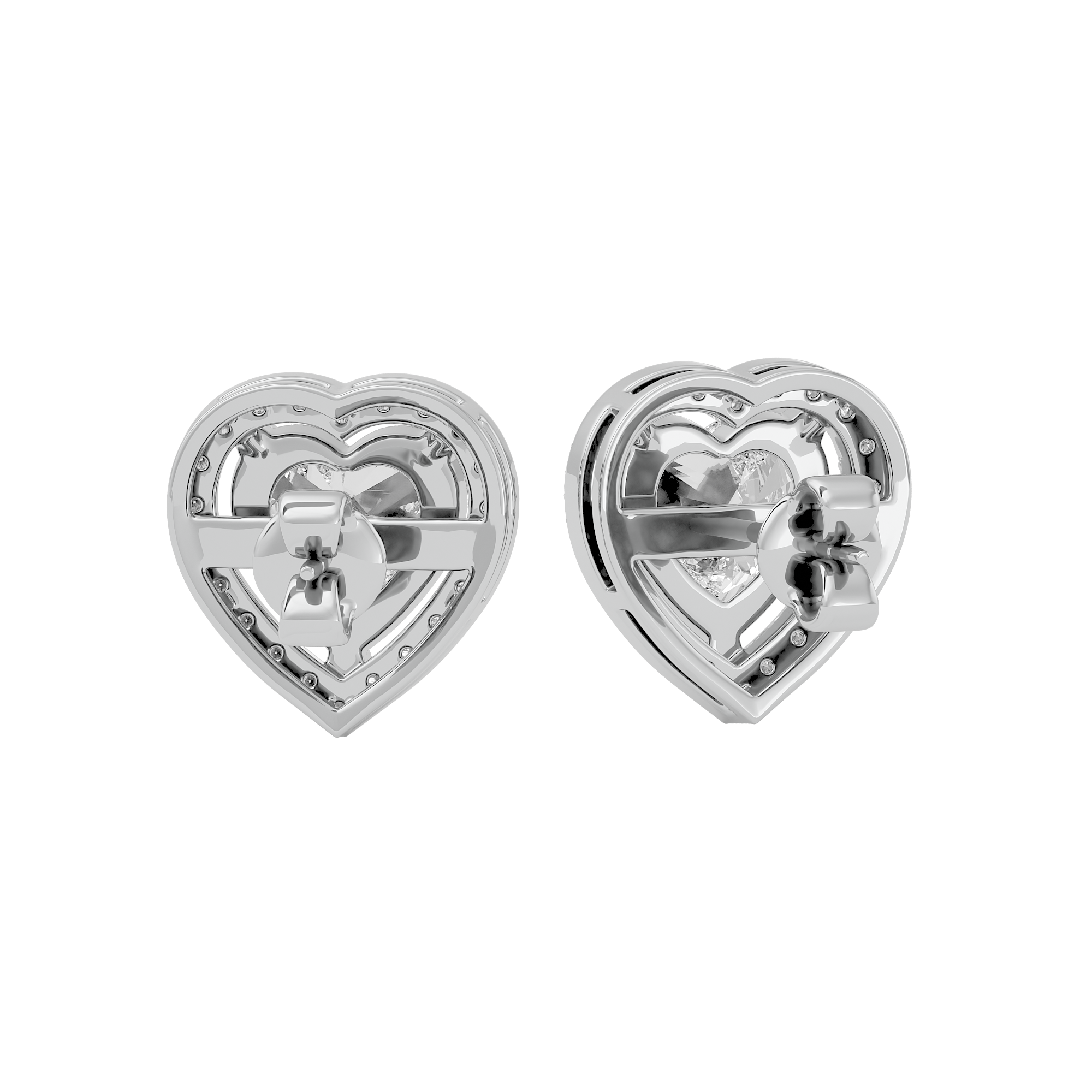 4 ct Heart halo studs - Basket setting