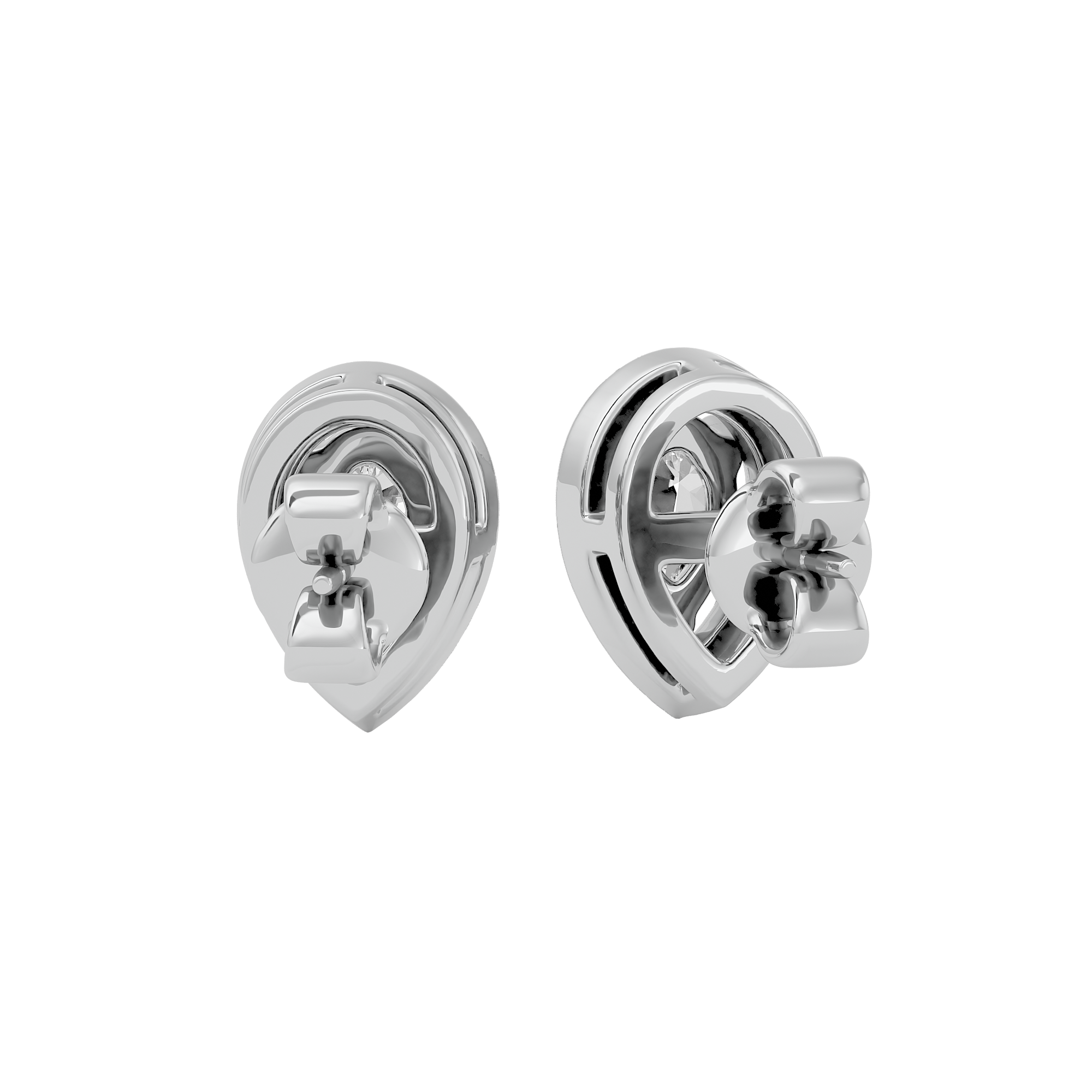 0.5 ct Pear halo studs - Basket Setting