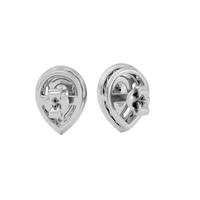 1 ct Pear halo studs - Basket setting