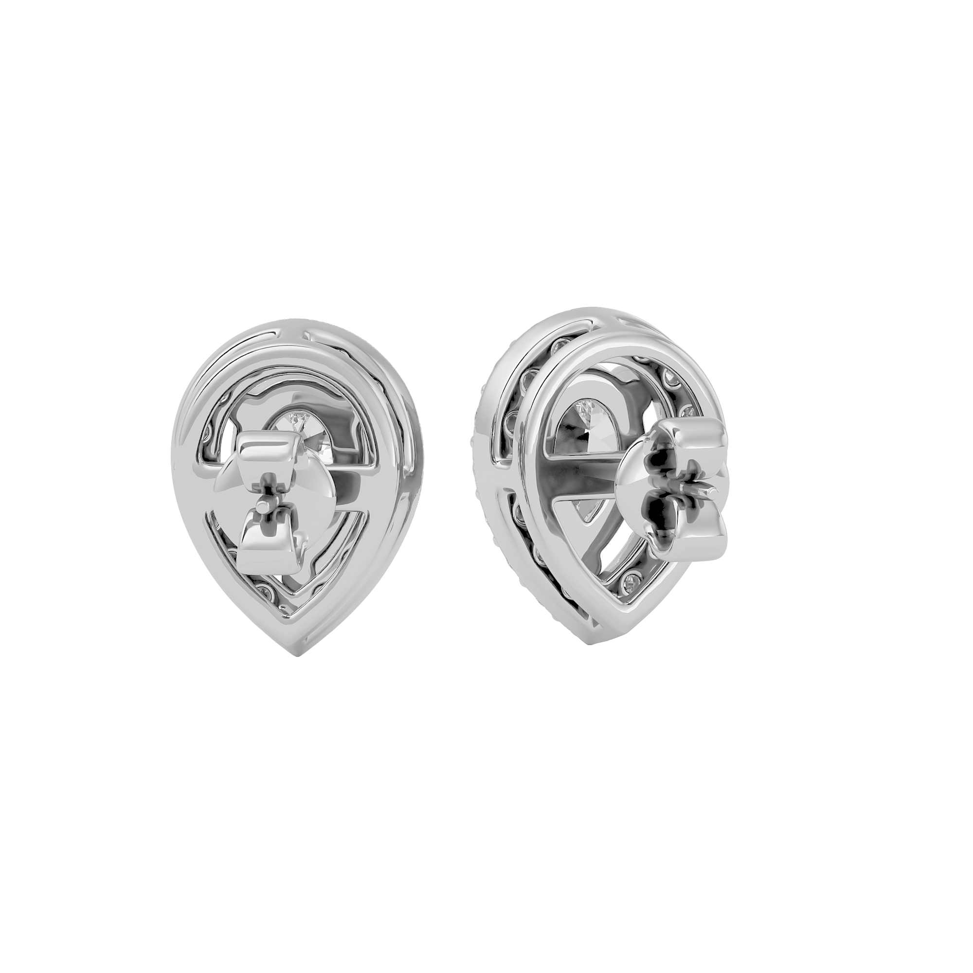 1 ct Pear halo studs - Basket setting