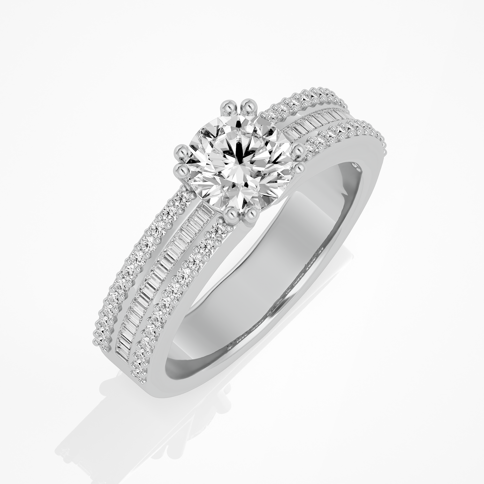 Round with baguettes - 1.5 ct round
