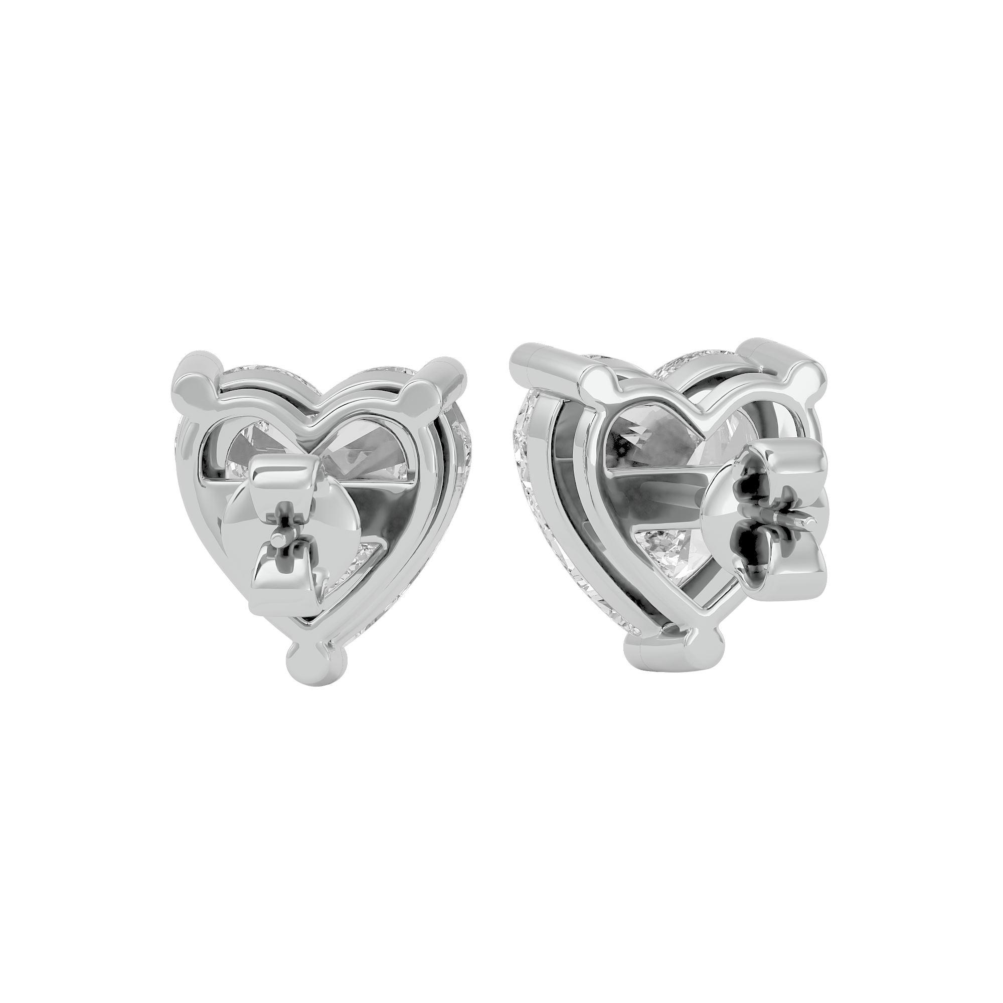 4 ct Heart studs - Basket setting