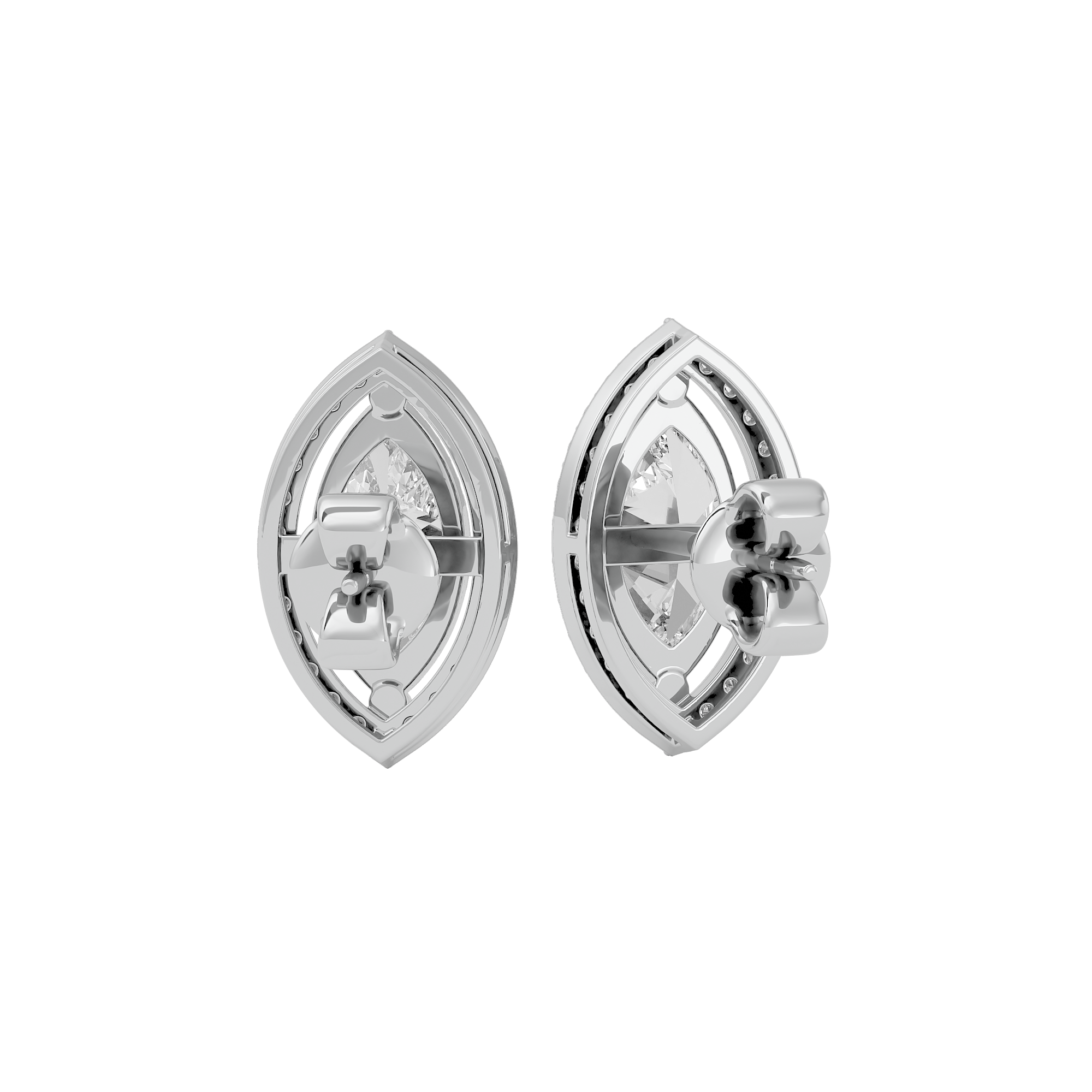 4 ct Marquise halo studs - Basket setting