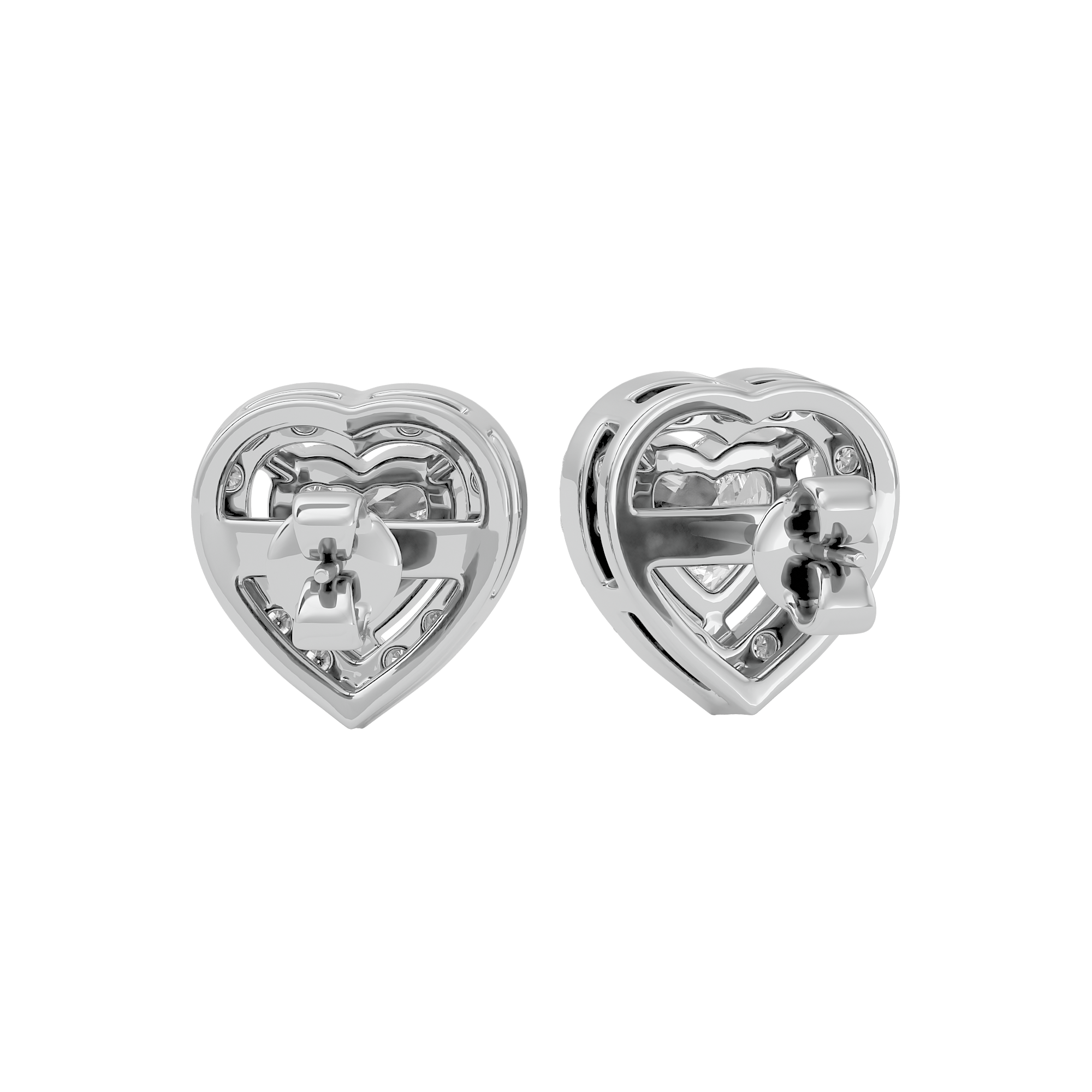 1 ct Heart halo studs - Basket setting
