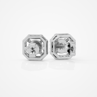 1 ct Round studs with square halo - Basket setting