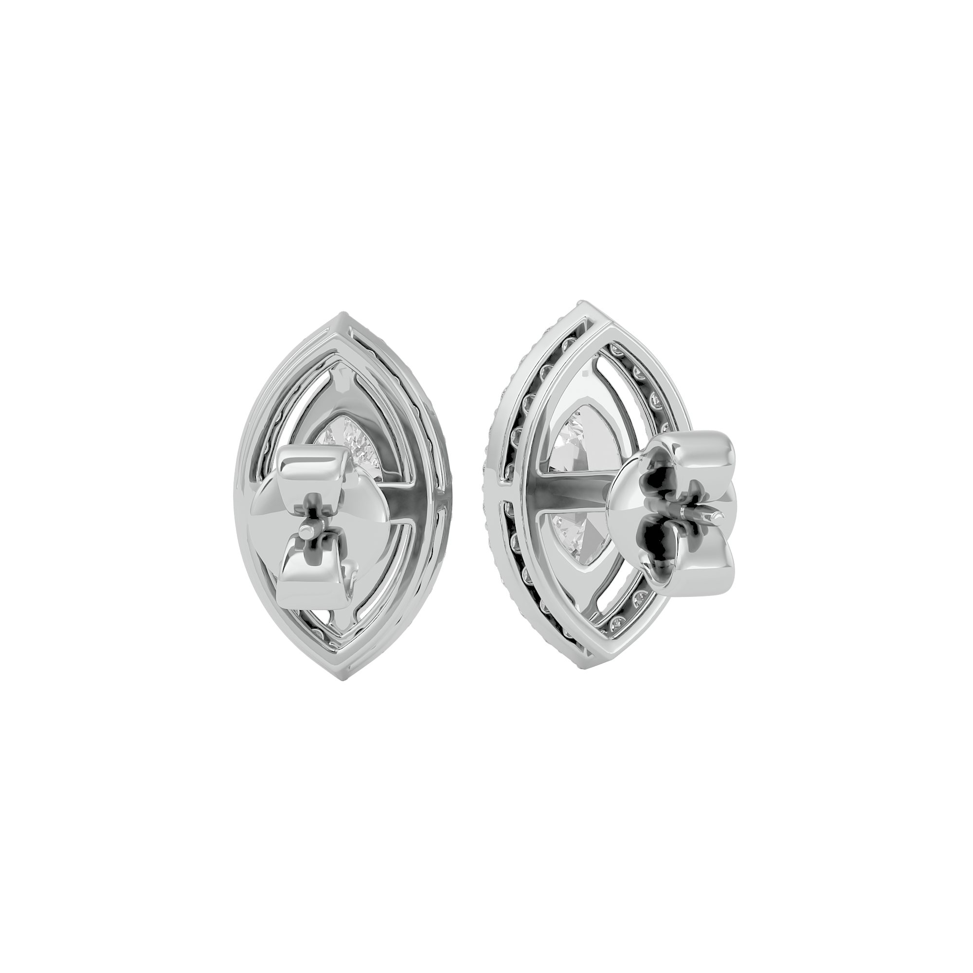 2 ct Marquise halo studs - Basket setting