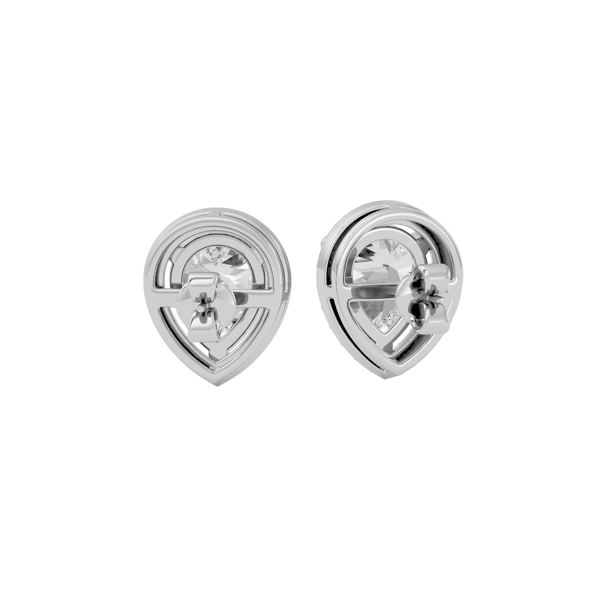 4 ct Pear halo studs - Basket setting