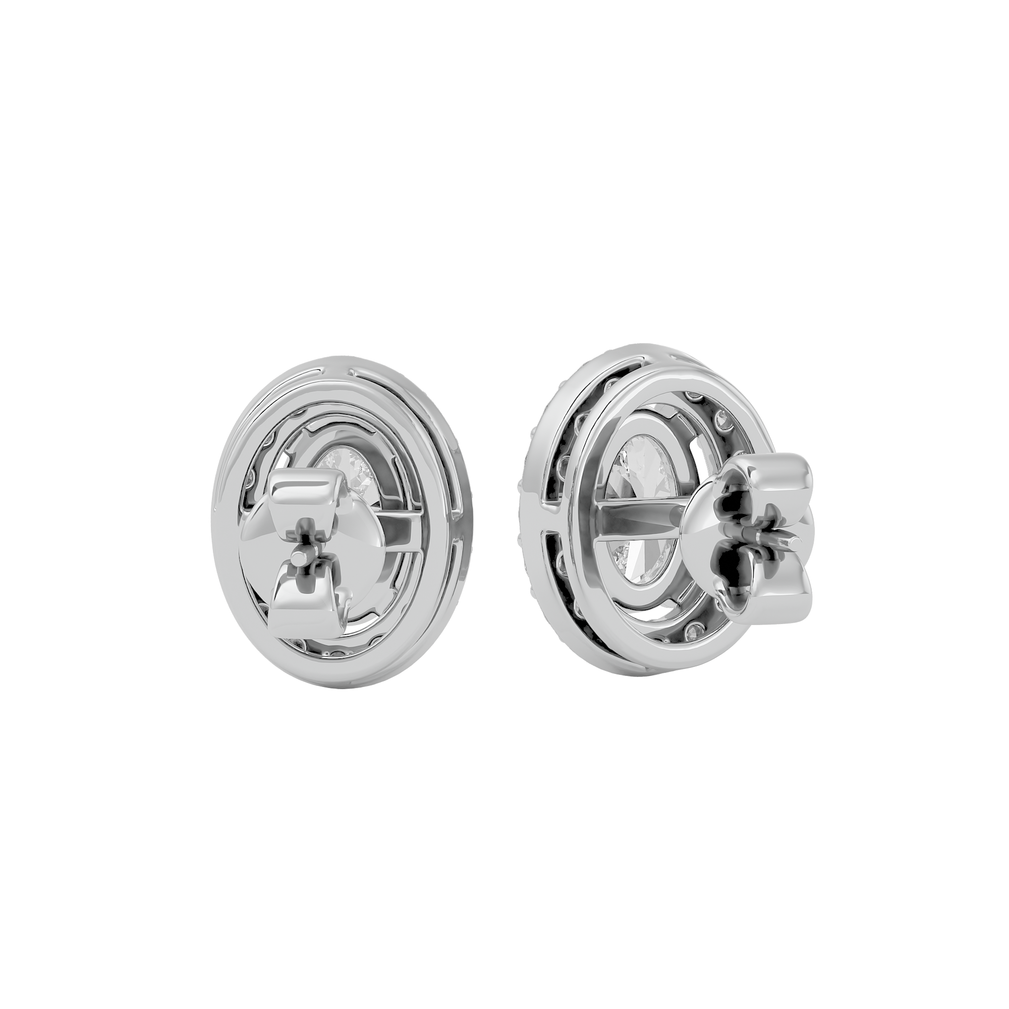 Oval Halo Studs - Basket Setting