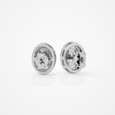 0.6 ct Oval studs with halo - Basket setting
