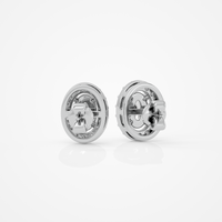 0.6 ct Oval studs with halo - Basket setting