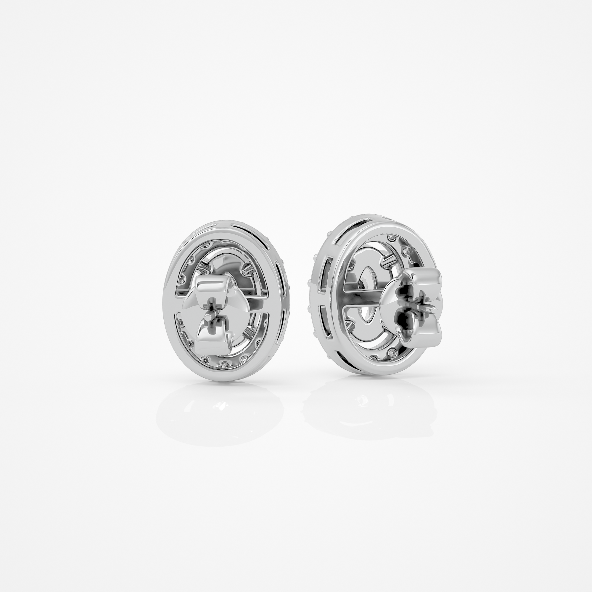 0.6 ct Oval studs with halo - Basket setting