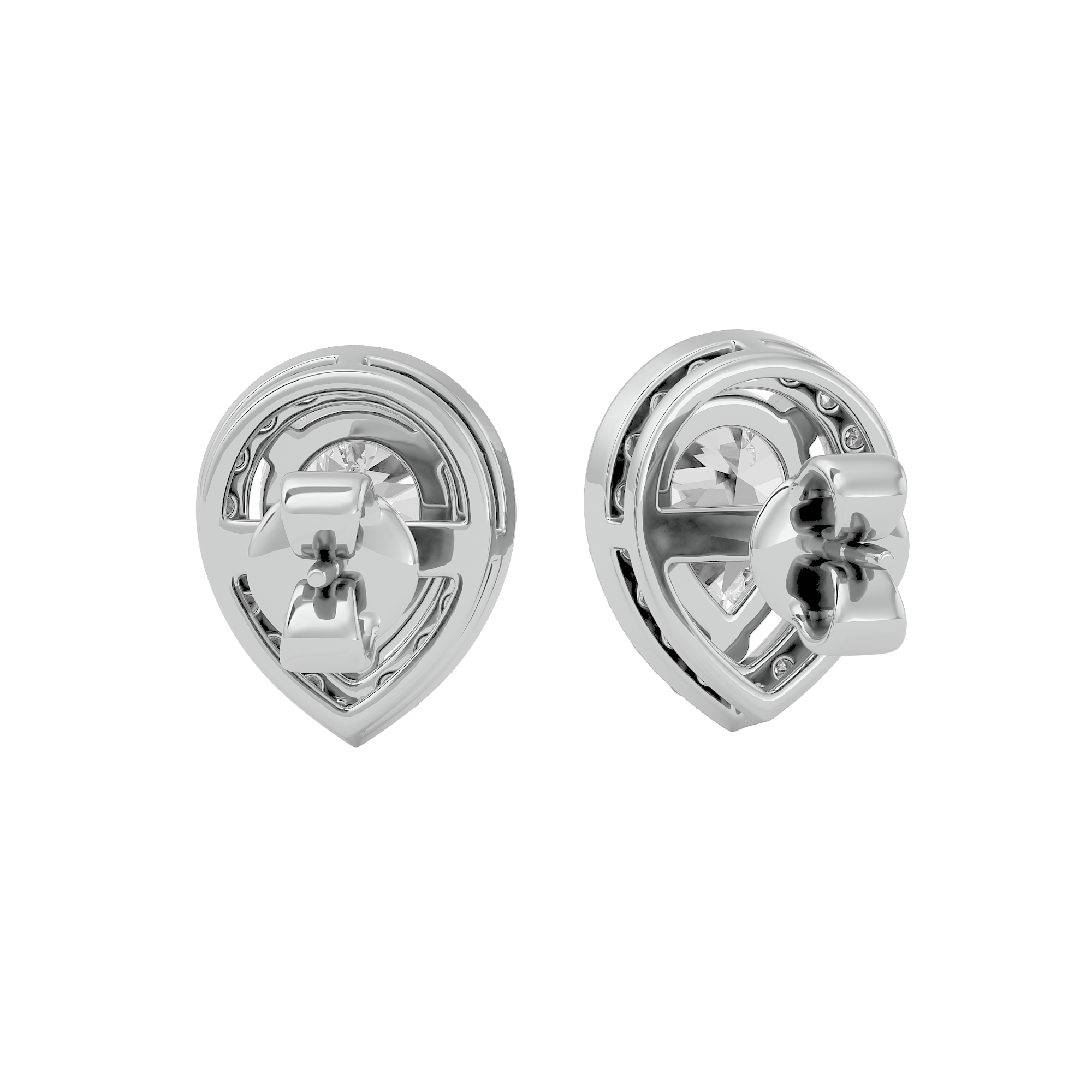 2 ct Pear halo studs - Basket setting