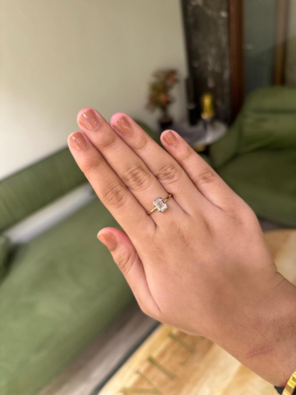 Emerald Diamond Ring - 1.1 ct