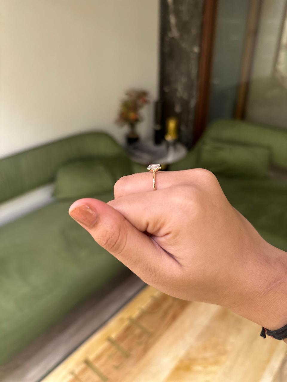 Emerald Diamond Ring - 1.1 ct