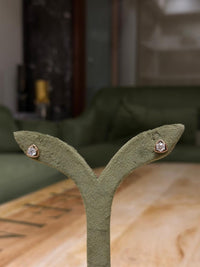 Round Diamond Studs with Soft Triangle Bezel