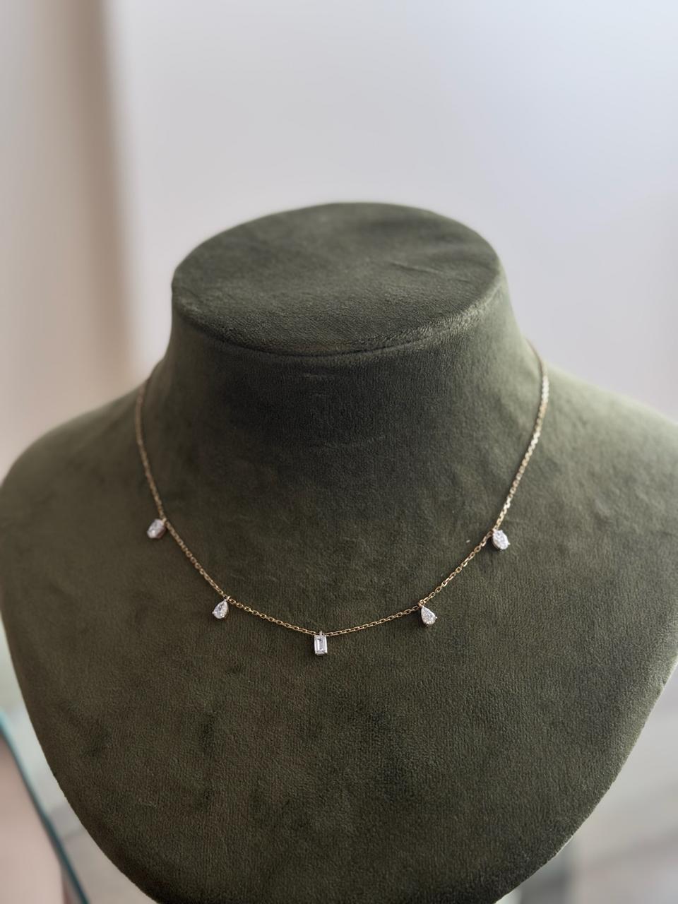Celeste Trio Drop Diamond Necklace