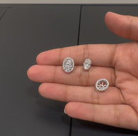 2 ct Oval halo studs - Basket setting