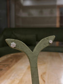1 ct Round Diamond Studs with Hexagon Halo