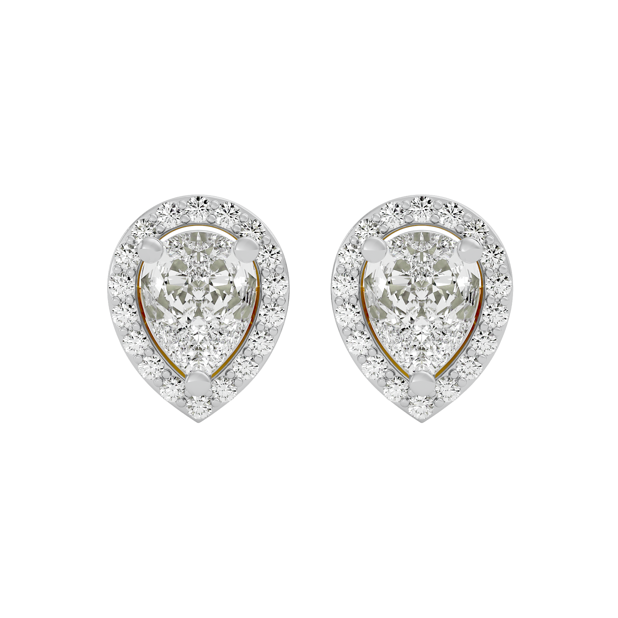 2 ct Pear halo studs - Basket setting