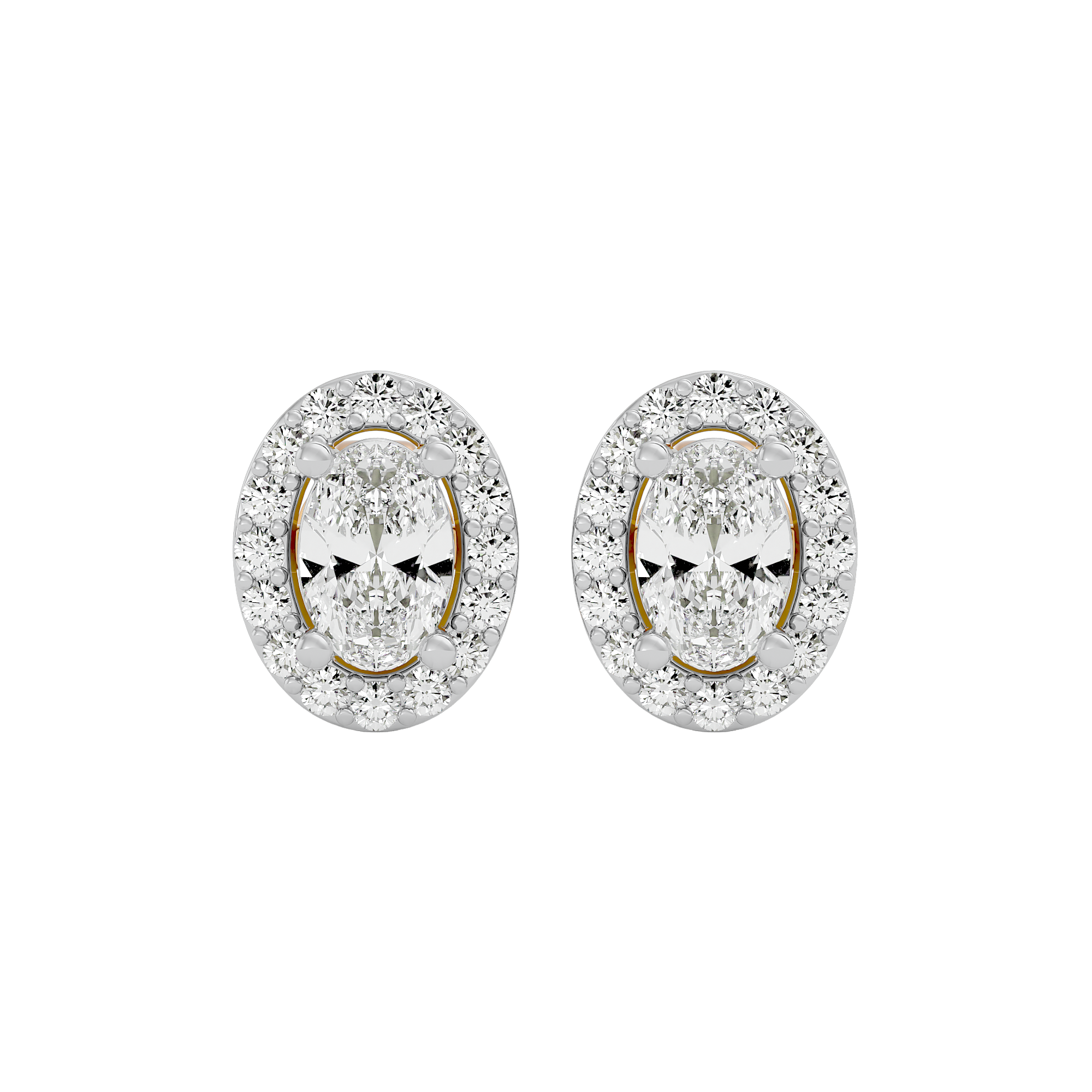 Oval Halo Studs - Basket Setting