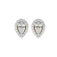 0.5 ct Pear halo studs - Basket Setting