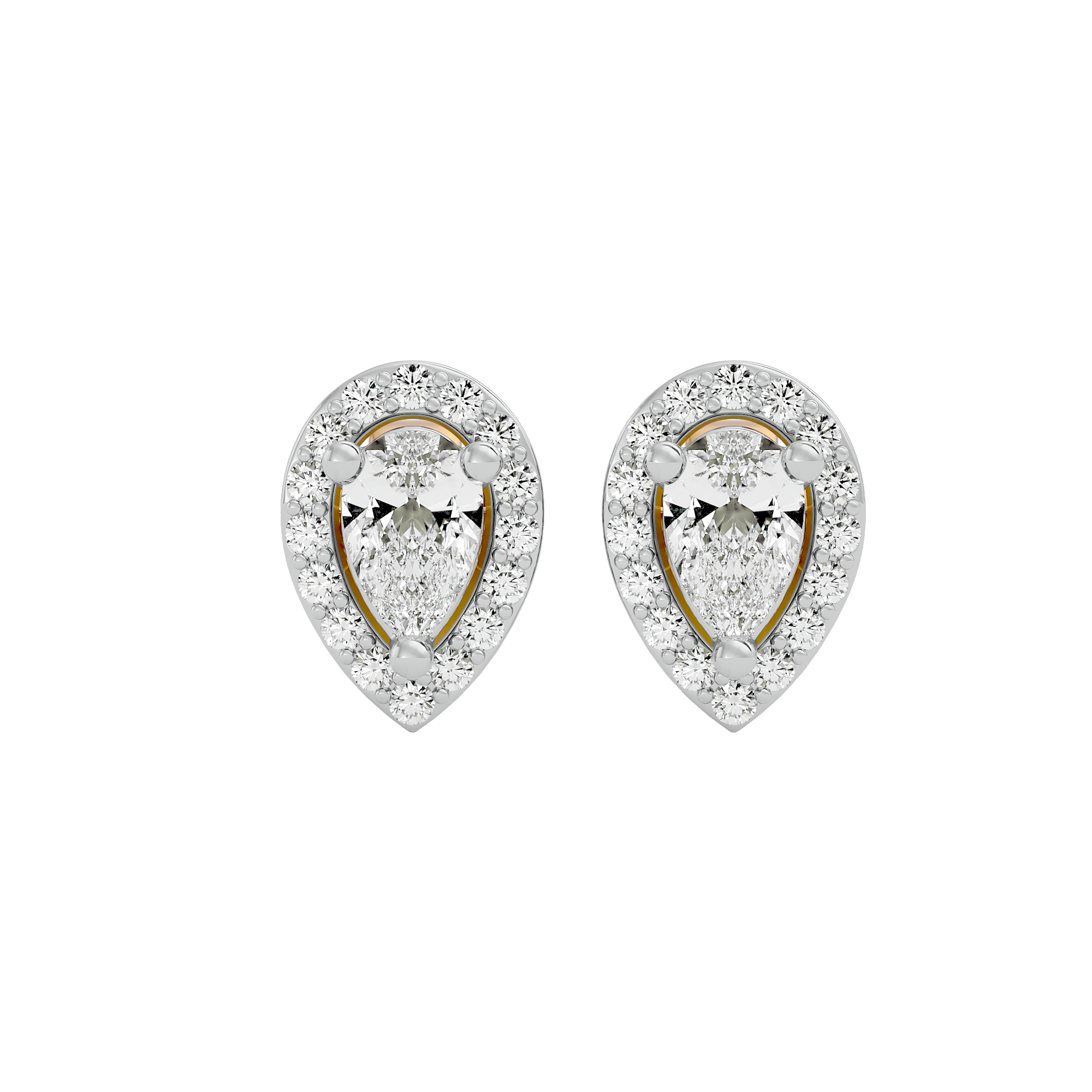 0.5 ct Pear halo studs - Basket Setting