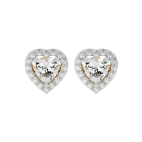 1 ct Heart halo studs - Basket setting