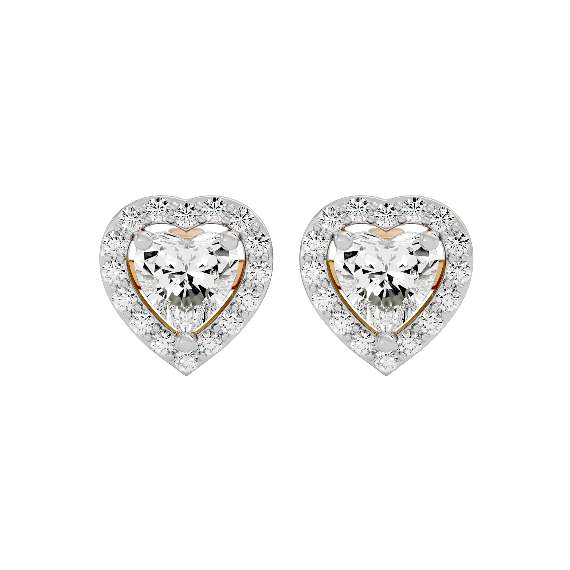 1 ct Heart halo studs - Basket setting
