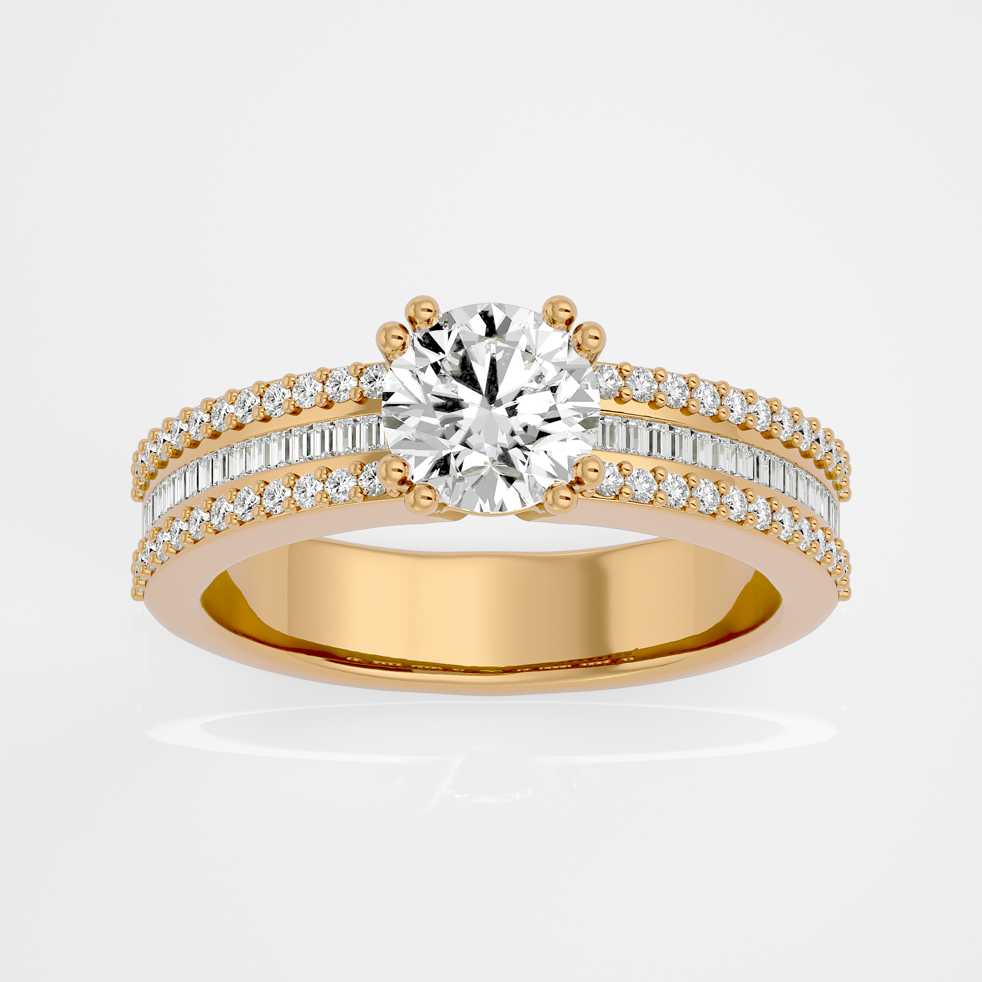 Round with baguettes - 1.5 ct round
