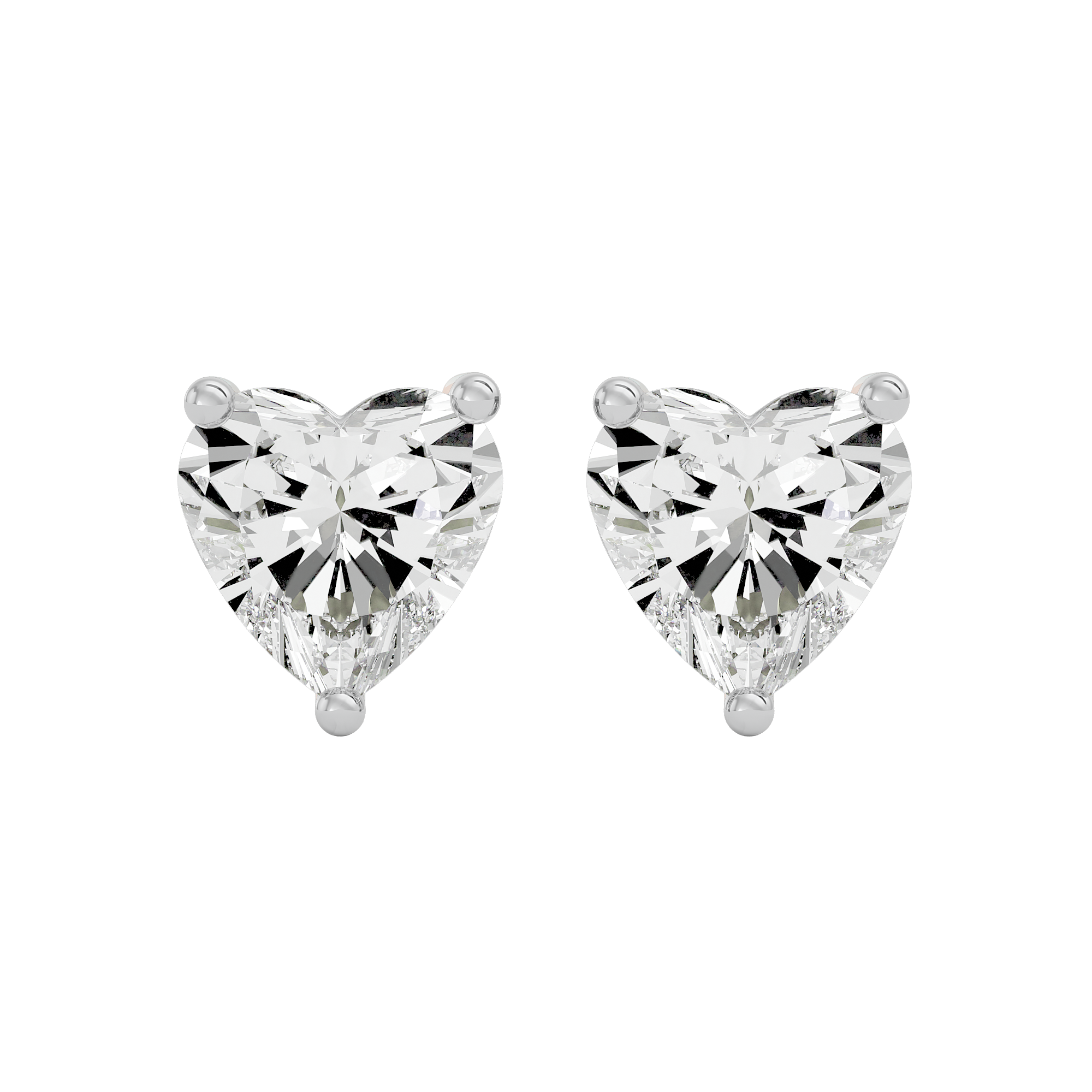 4 ct Heart studs - Basket setting