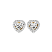 0.5 ct Heart halo studs - Basket Setting