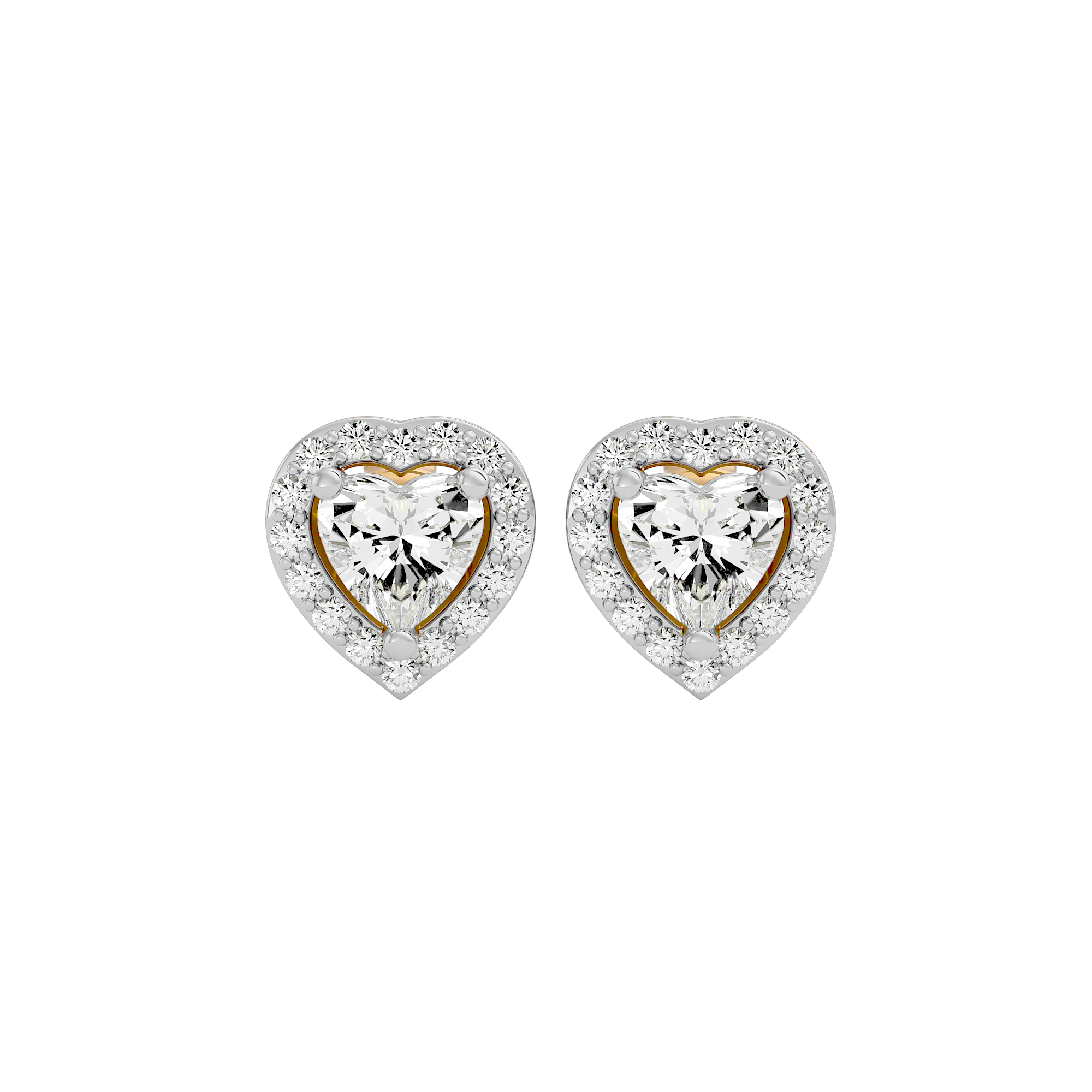 0.5 ct Heart halo studs - Basket Setting