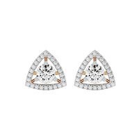1.5 ct Round studs with triangle halo - Basket setting