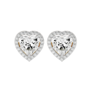 4 ct Heart halo studs - Basket setting