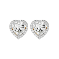 4 ct Heart halo studs - Basket setting