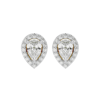 1 ct Pear halo studs - Basket setting