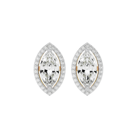 4 ct Marquise halo studs - Basket setting