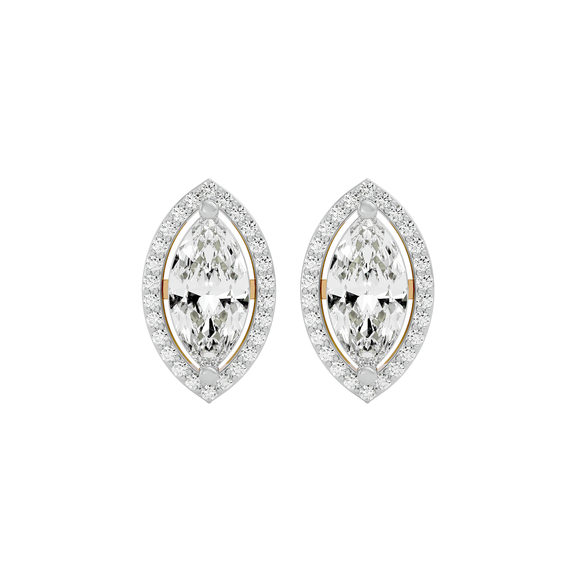 4 ct Marquise halo studs - Basket setting
