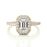 Emerald Halo Ring - 0.8 ct emerald diamond