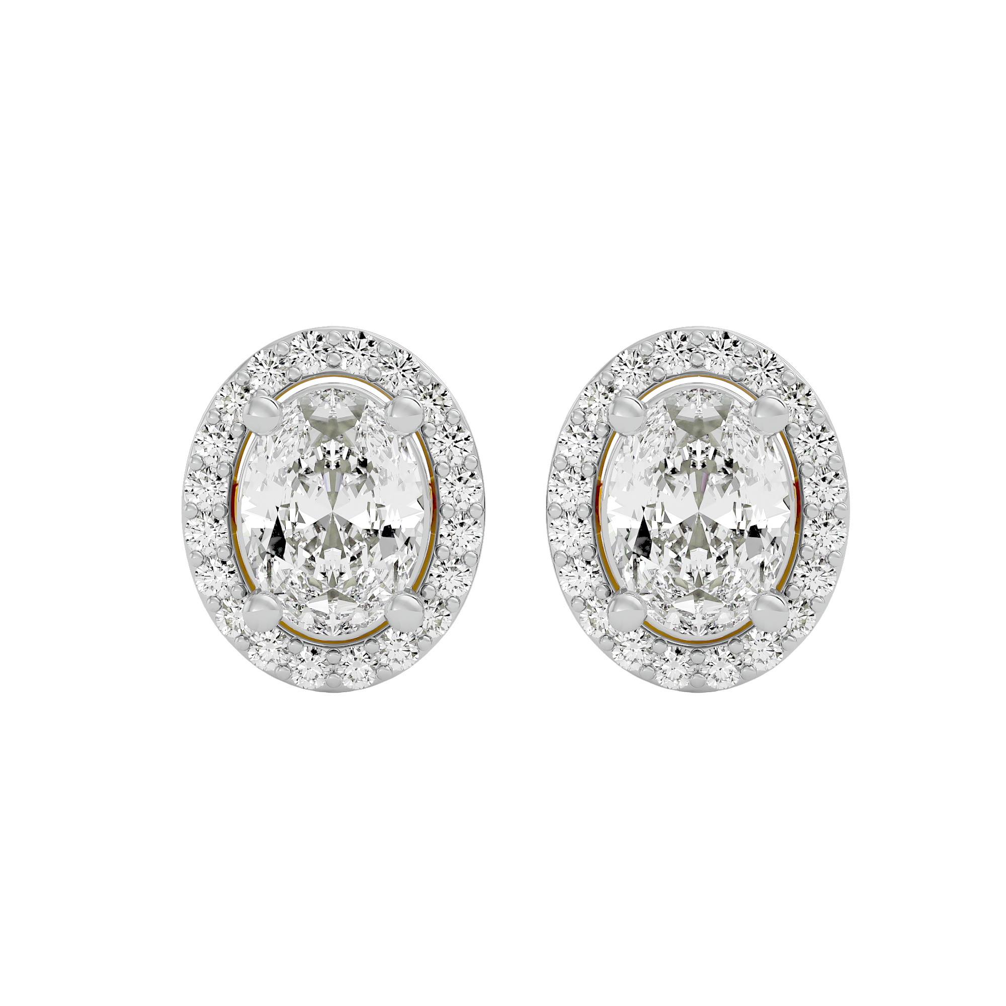 2 ct Oval halo studs - Basket setting