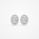 0.6 ct Oval studs with halo - Basket setting