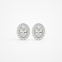 0.6 ct Oval studs with halo - Basket setting