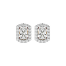0.6 ct Oval studs with square halo - Basket setting