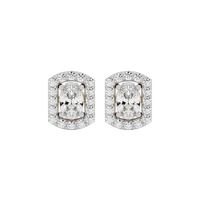 0.6 ct Oval studs with square halo - Basket setting