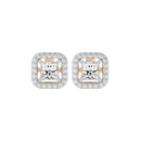 1 ct Princess studs with square halo - Basket setting