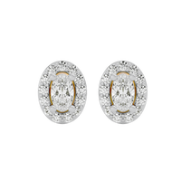 0.5 ct Oval halo studs - Basket setting